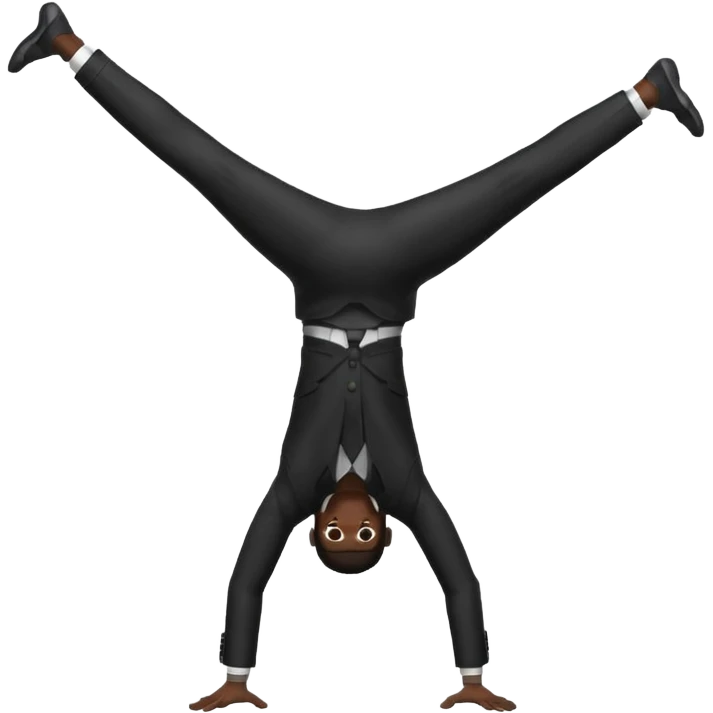 black dressed man handstand emoji