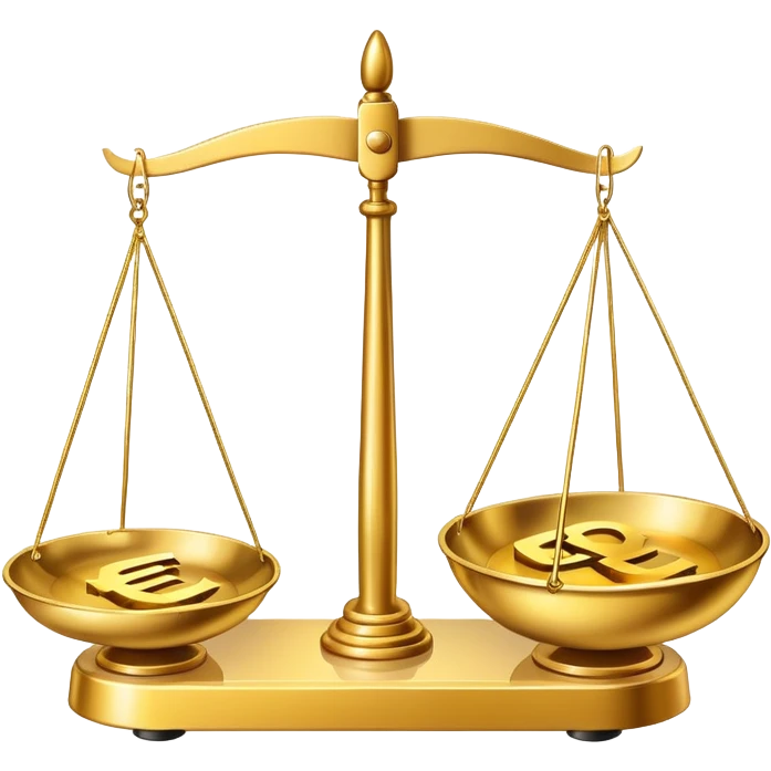 balance scale with euro symbols in both plates emoji
