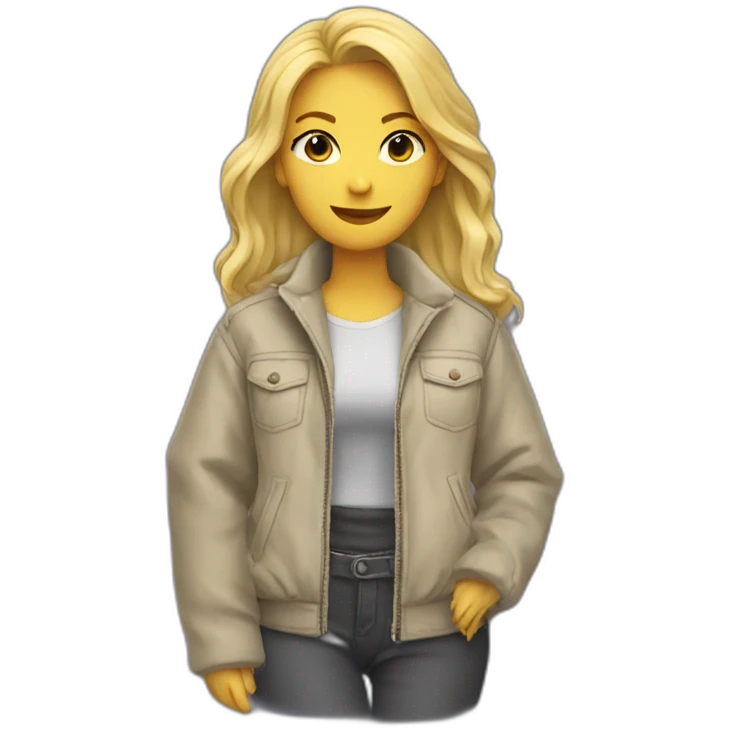 Blonde girl jacket wrapped around waist emoji