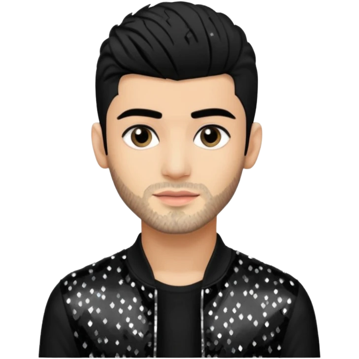 Zayn Malik from One Direction with light skin, black hair, black sequin outfit emoji