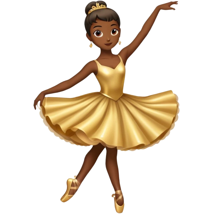 dark-skinned ballerina dancing with shiny golden dress emoji