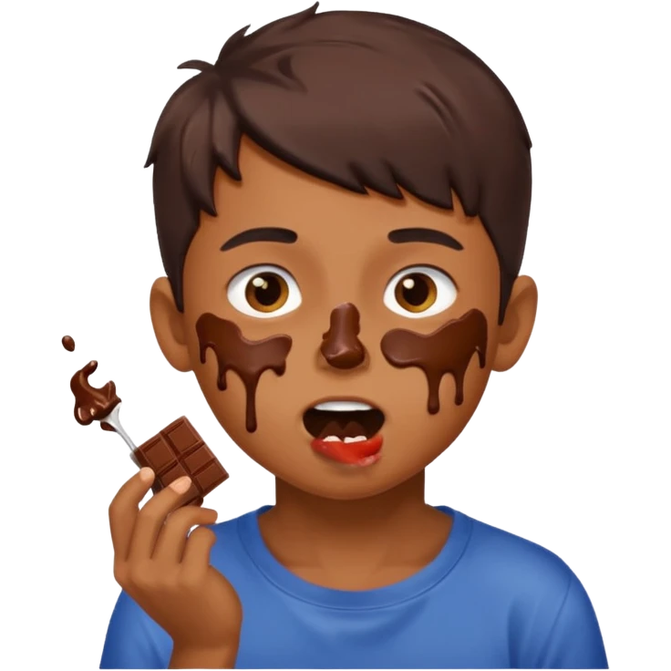 boy eating chocolate emoji