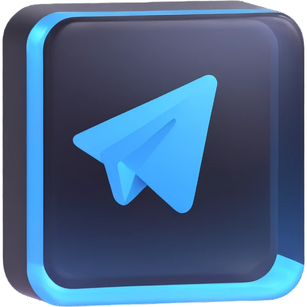 Telegram logo on a transparent glass square rounded block emoji