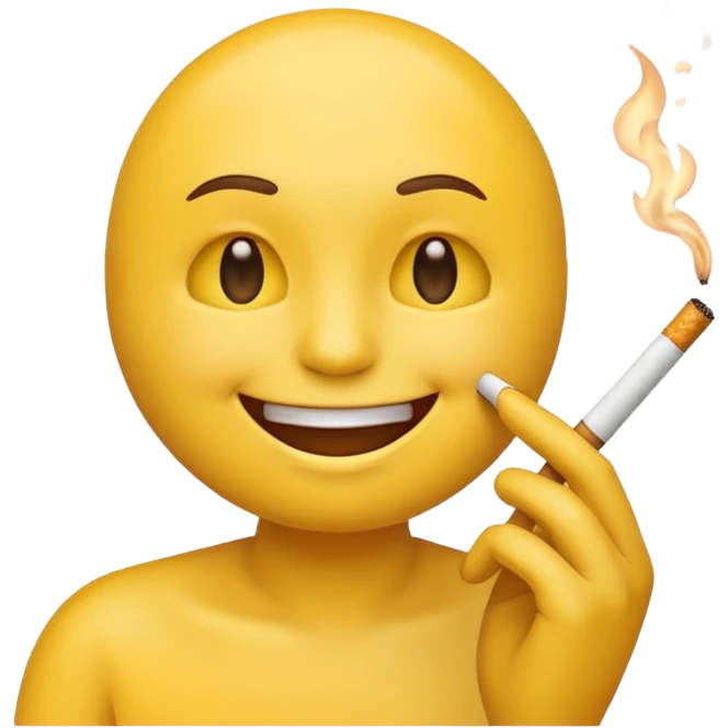 happy emoji face holding a cigarette emoji