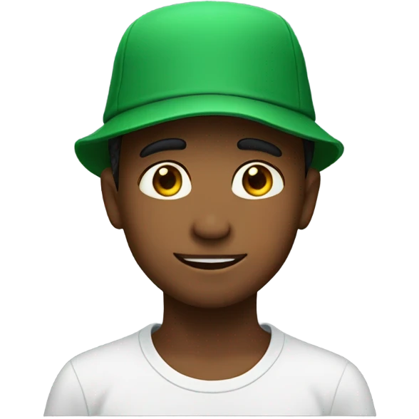 My son wearing a green hat  emoji