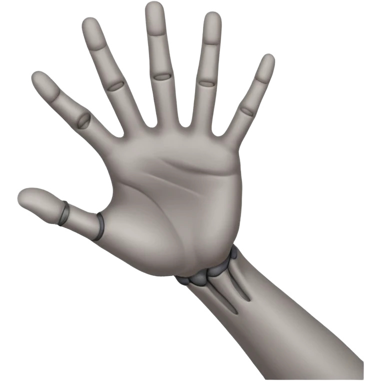 front angle view of a grey colored arm and 5-fingered hand reaching out emoji