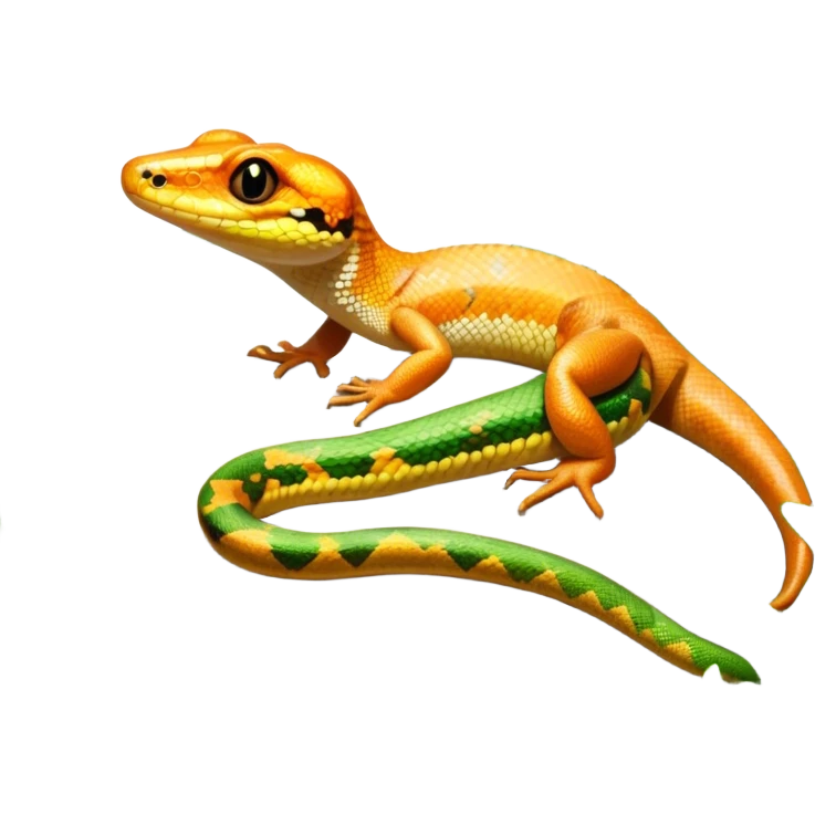 Close-up of a vibrant gecko and a snake coiled on rocks, surrounded by lush greenery and terrarium plants. Soft natural lighting enhances the textures and colors of their scales. Transparent background, with a focus on the reptilian details. emoji