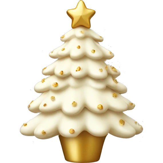 vanilla  Christmas tree with white and gold decorations emoji