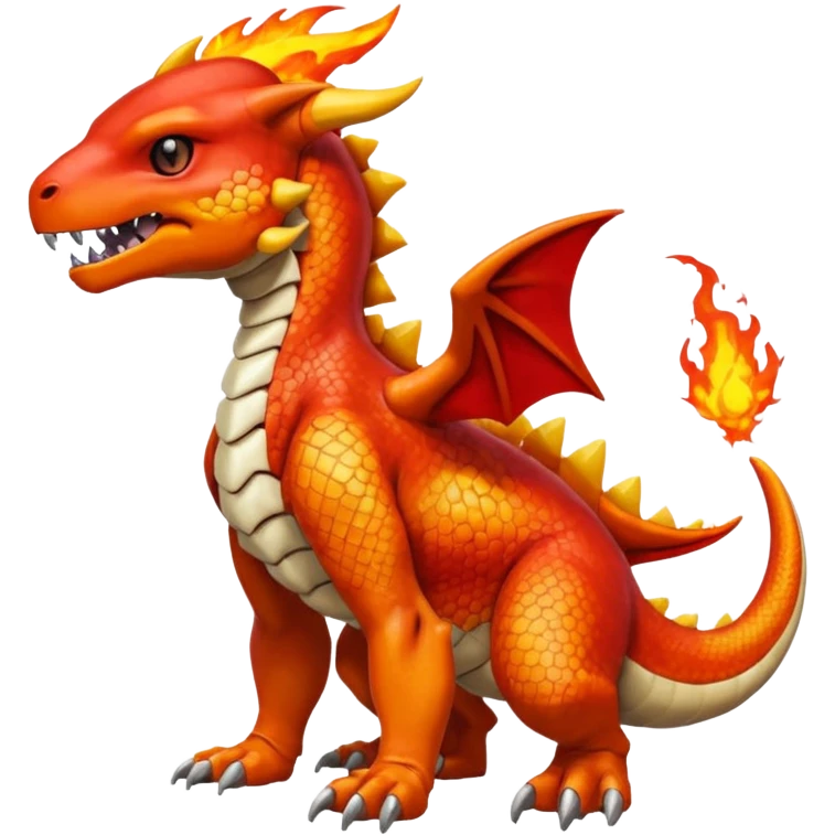 Shiny Cubone-Greymon-Salandit-Charmeleon-Fakémon-hybrid-creature (full body)  emoji