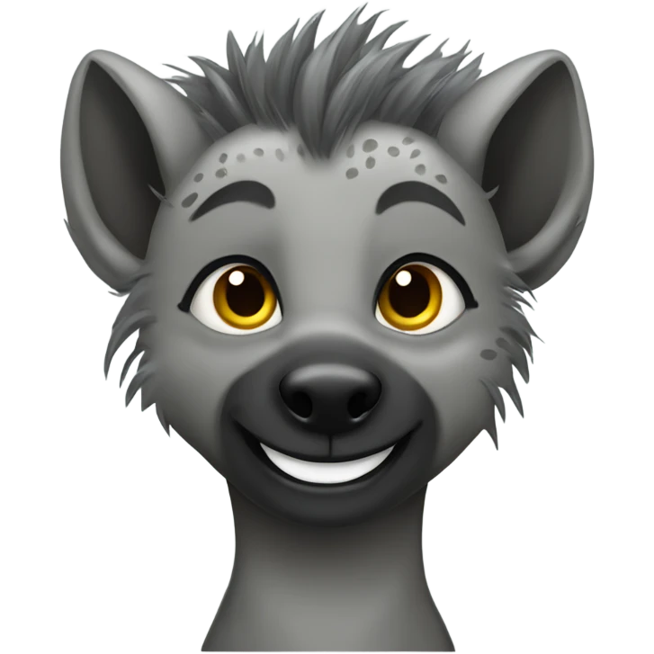 Gray female hyena with hawk hair style grinning  emoji
