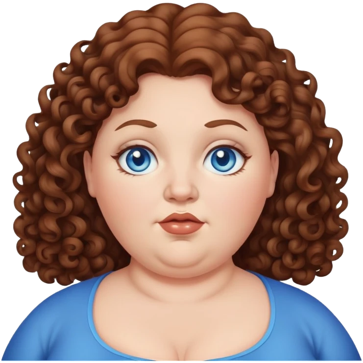 Obese white woman with blue eyes and brown curly hair  emoji