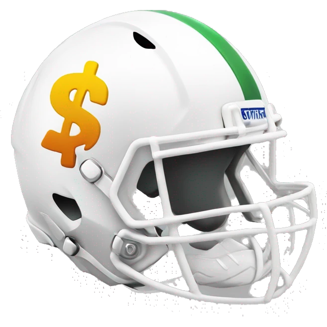white football helmet with dollar sign on the side emoji
