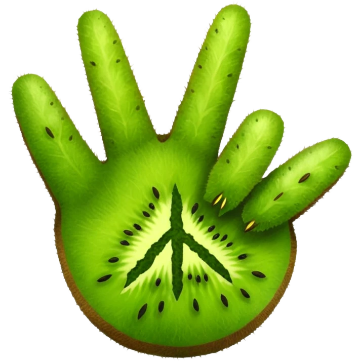 Peace sign hand emoji but its kiwi skin emoji