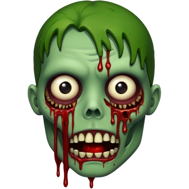 Zombie face, torn flesh, blood dripping, exposed bones, dark horror, no background




 emoji