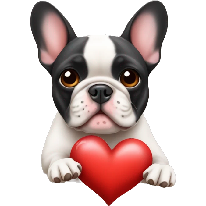 French bulldog with heart emoji