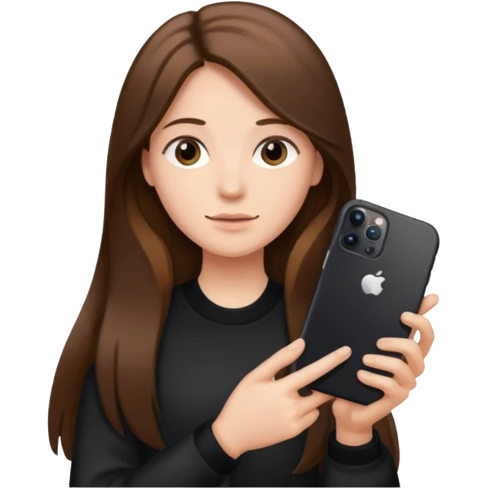 긴 갈색머리에 아이폰17프로를 들고있어 emoji