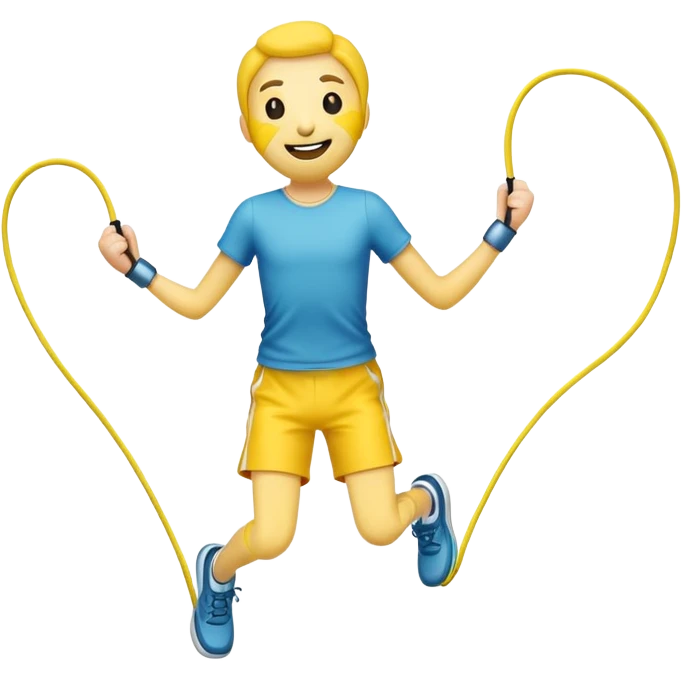 person jumping rope, simple yellow face emoji