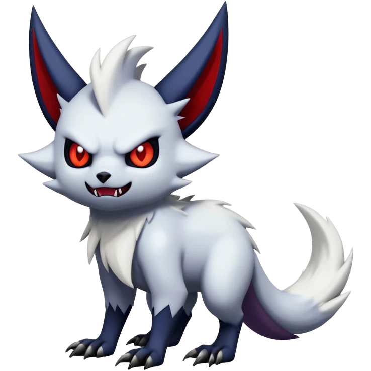 Vampiric feral emo dark Zangoose-Absol-Noibat-Fakémon-hybrid-creature (full body) emoji