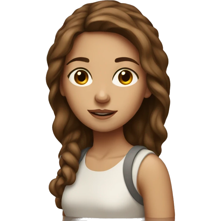 Ran girl with brown hair painting emoji