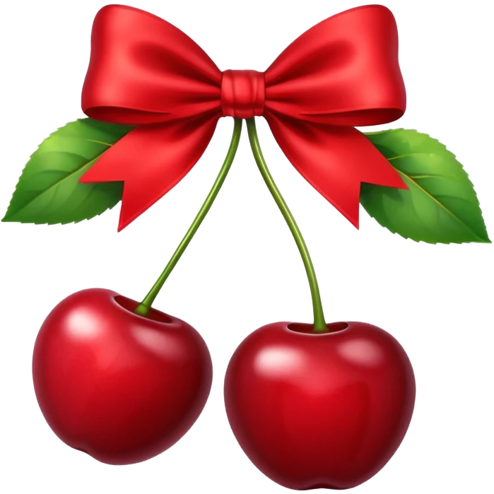two cherries connected with a bow emoji