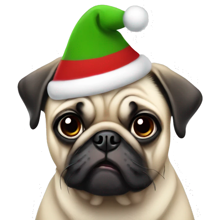 Pug with santa hat emoji