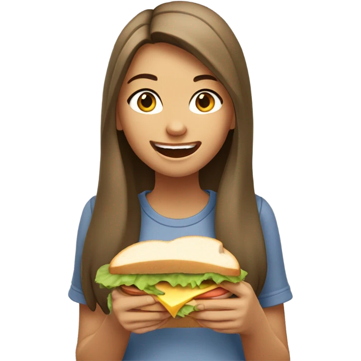 Teenage girl eating sandwich  emoji