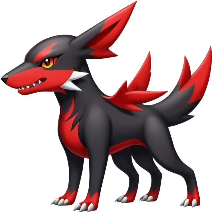 Cute cool black red animal Gabite-Sharpedo-Houndoom-hybrid Fakemon full body emoji
