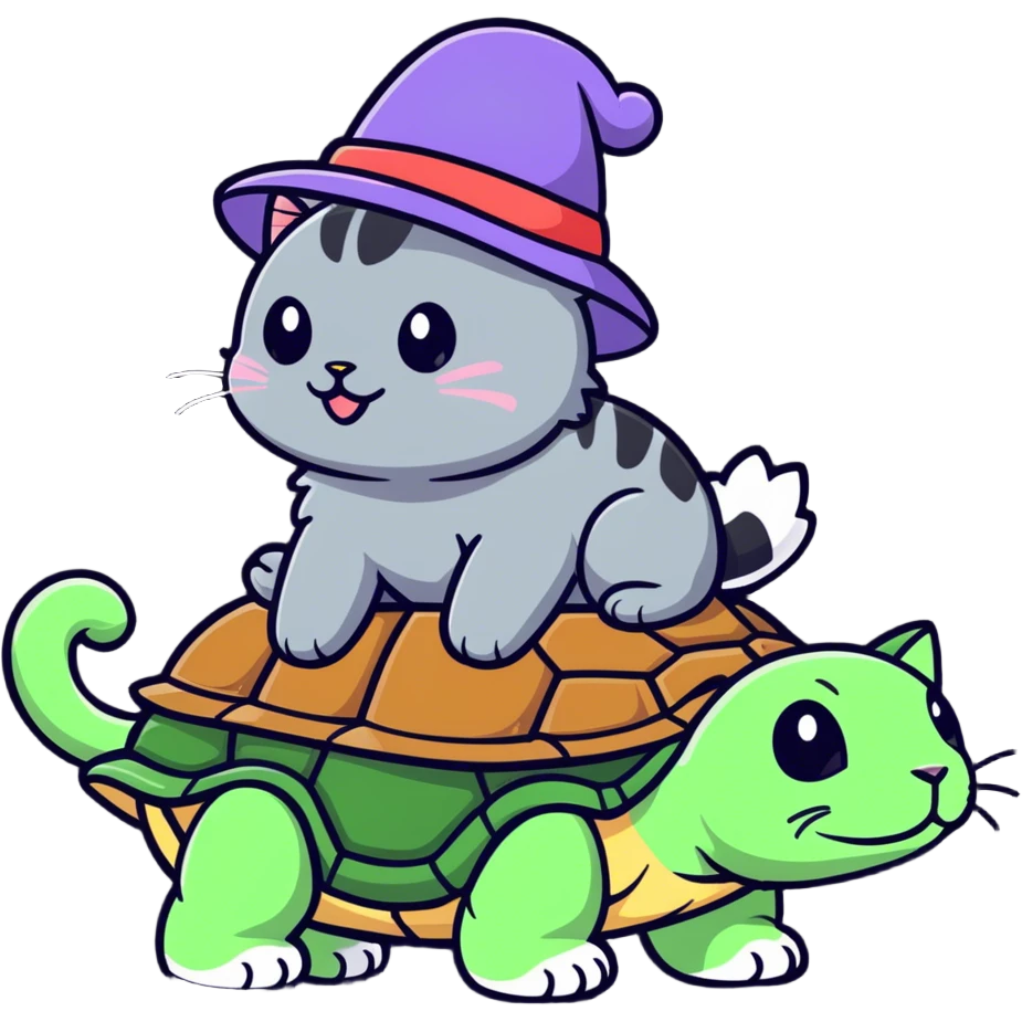 Lazy cat riding a turtle  emoji