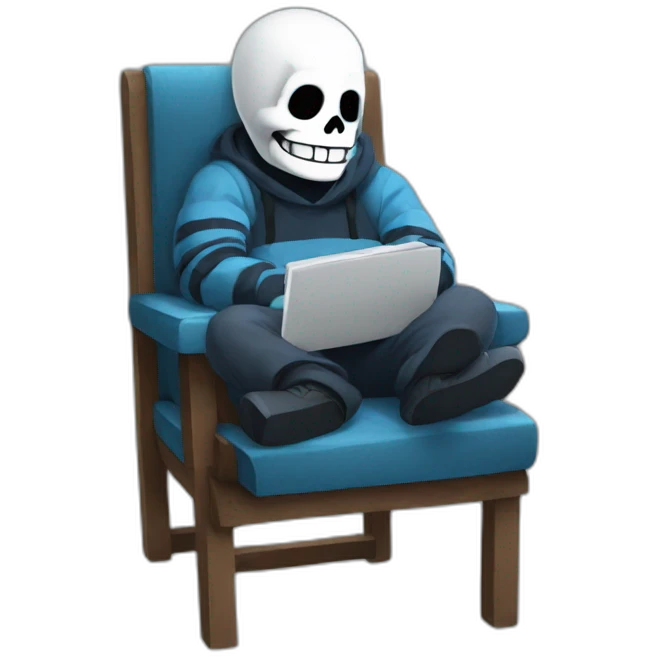 undertale sans sitting on the chair, game style emoji
