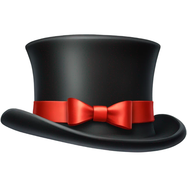 a classic top hat with a red ribbon at the base emoji