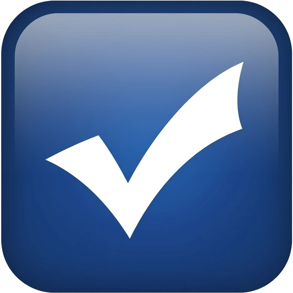 A white check in a dark blue square emoji