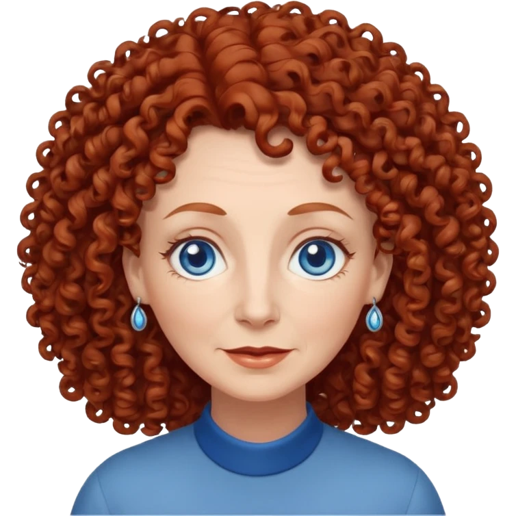 White older lady with blue eyes abd redfush brown very curly hair emoji