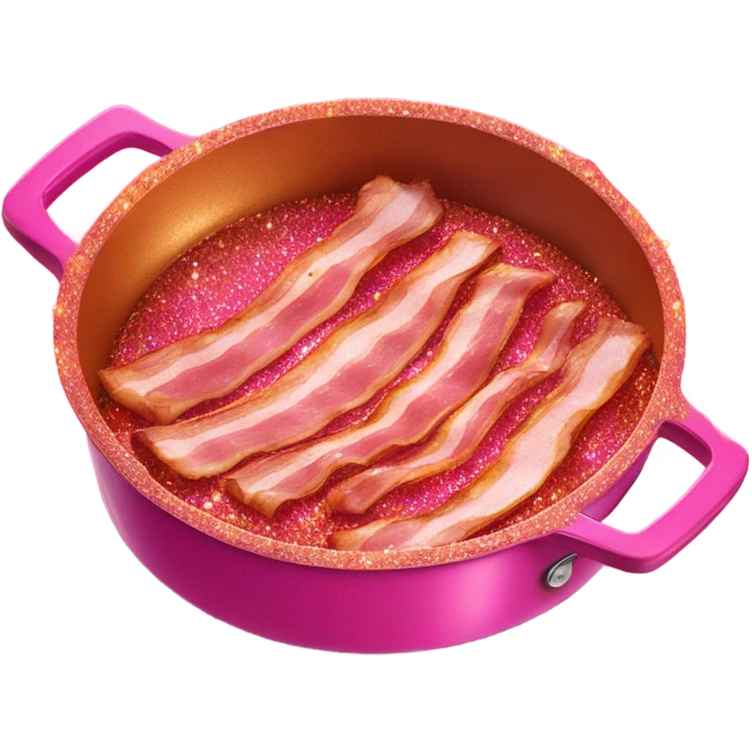  bacon cooking on a hot pink large pain with glitter  emoji