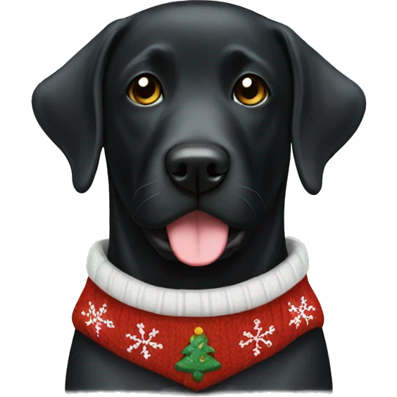 black lab in christmas sweater emoji