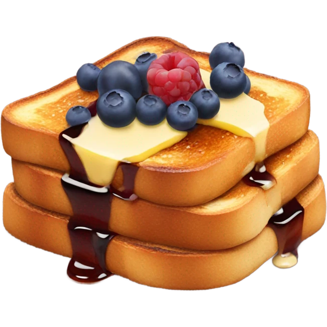 french toast with blueberries, maple syrup, and butter on top emoji