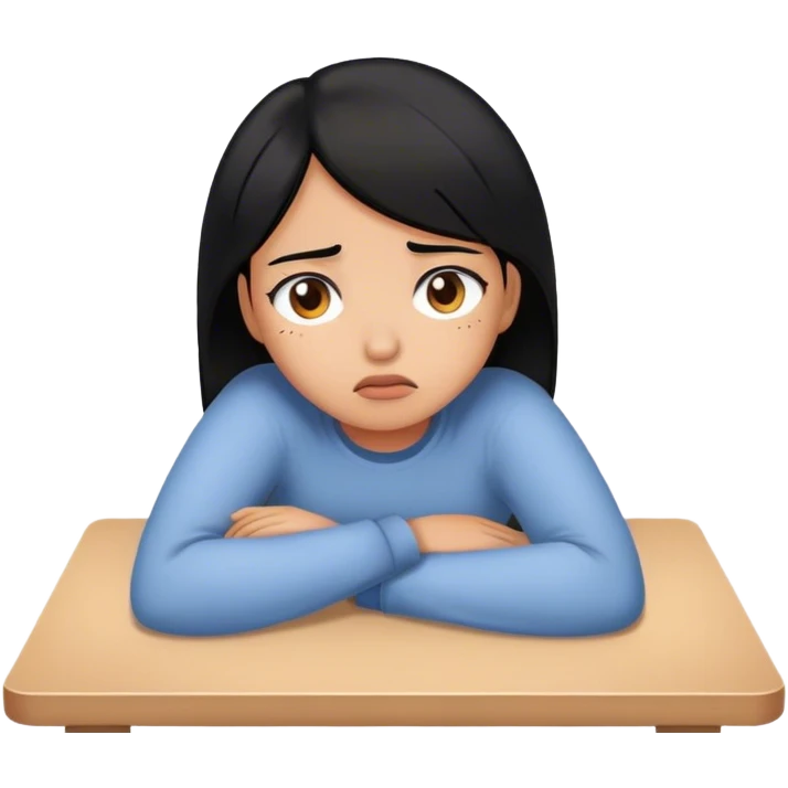 a black hair girl is tired of living alone emoji