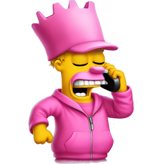 Bart simpson dressed as camrom pink outfit making a phone call on a flip phone emoji