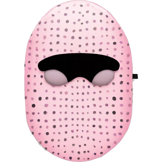 Light pink sleep mask with black dots on emoji
