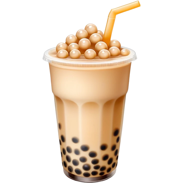 Bubble tea with tapioca pearls and milk tea, with straw emoji
