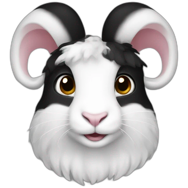 Black and white ram rabbit emoji