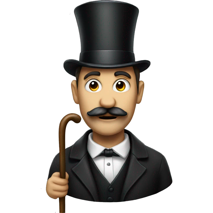 man with top hat and a mustache and a cane emoji