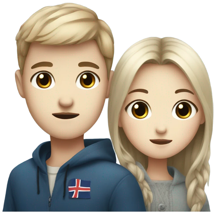 Black eyed Korean girl with her blue eyed norwegian boyfriend emoji