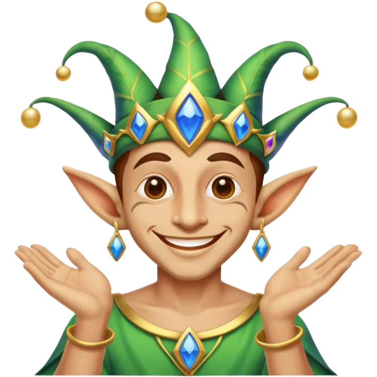 Fairy jester man celebrating life with third eye emoji