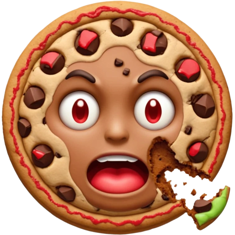 Angry emoji that’s eating a lot of cookies emoji