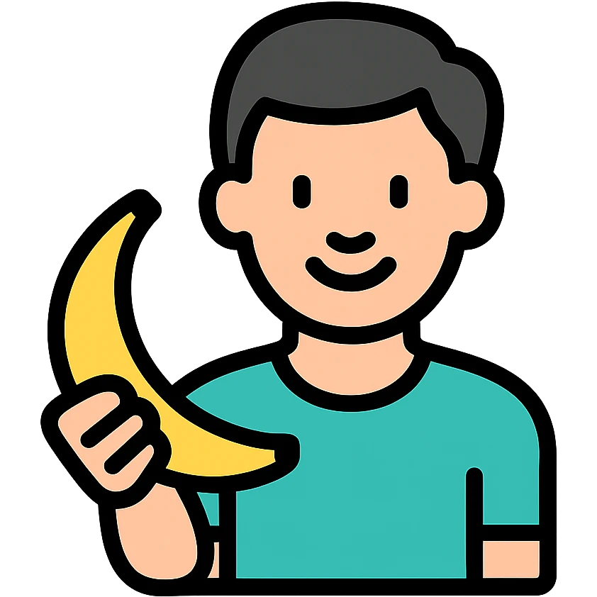 man with a banana icon with color outline emoji
