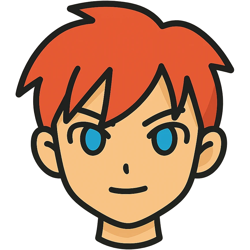 anime boy face, icon style, sharp lines, vibrant hair color, simple shading, transparent background emoji