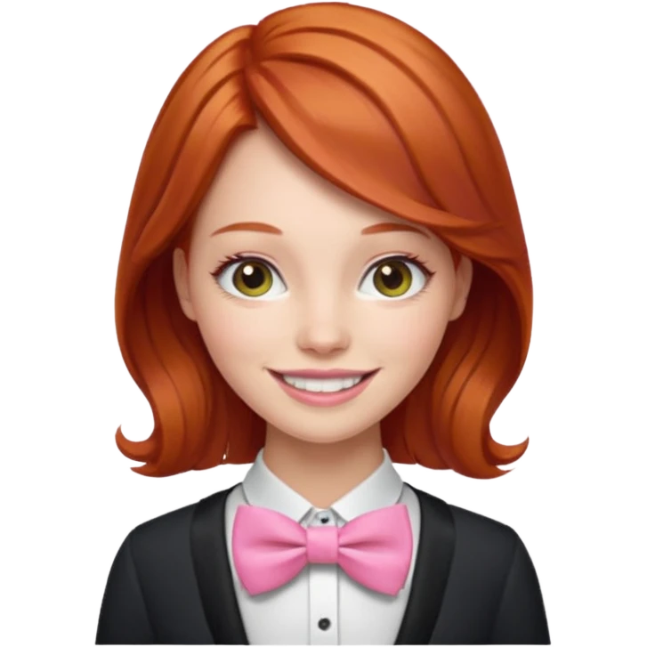 readhead woman with pink bowtie emoji
