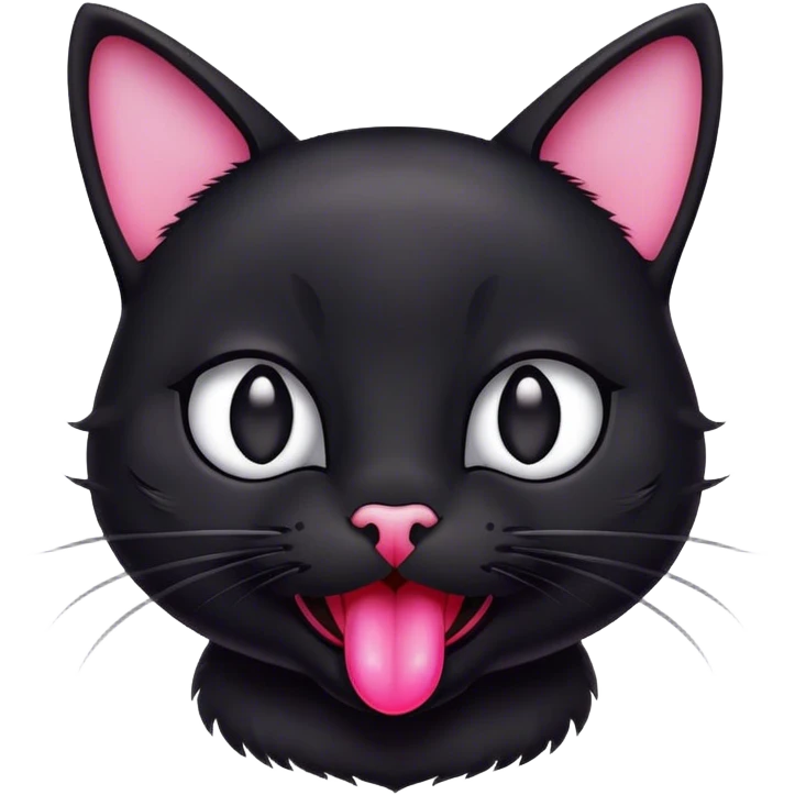  Tiny black cat sticking a little tongue out  emoji
