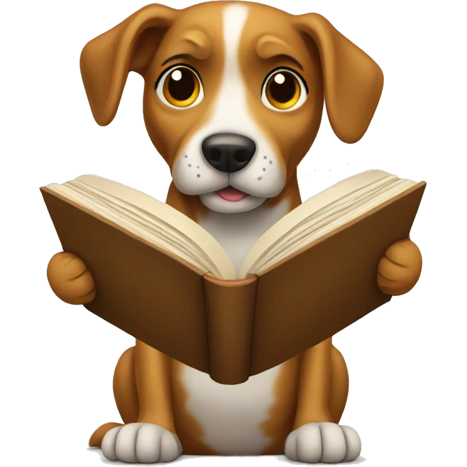 dog reading book emoji