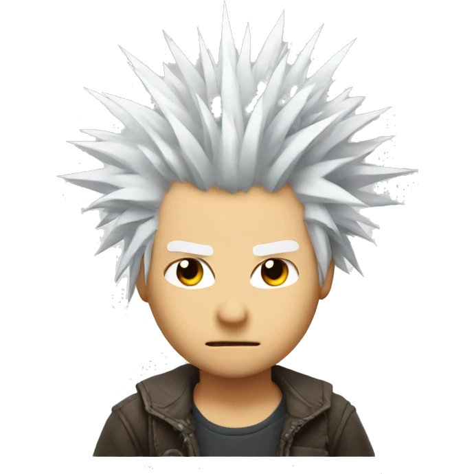 spiky white hair and blindfod emoji
